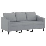 vidaXL Ensemble de canapés 3 Pièces avec coussins Gris clair Tissu