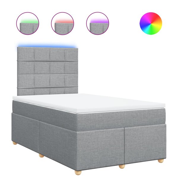 vidaXL Sommier à lattes de lit avec matelas Gris clair 120x200cm Tissu