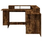 vidaXL Bureau et lumières LED chêne fumé 152x152x91cm bois ingénierie