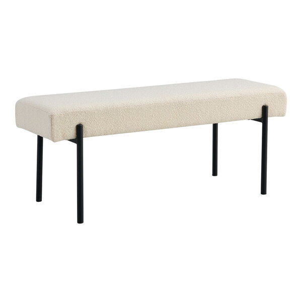 Banc en polyester pierre avec pieds noirs 100 x 36 x 42 5 cm