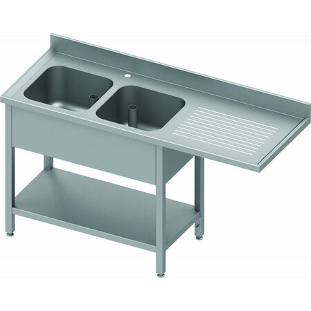 Plonge inox avec double cuve - profondeur 800 - passage lave vaisselle - stalgast -  - inox1600x800 400x800x900mm