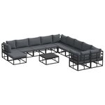 vidaXL Ensemble de canapé de jardin 12 Pièces Noir Métal