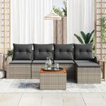 vidaXL Ensemble de canapé de jardin 6 Pièces Gris Poly rotin