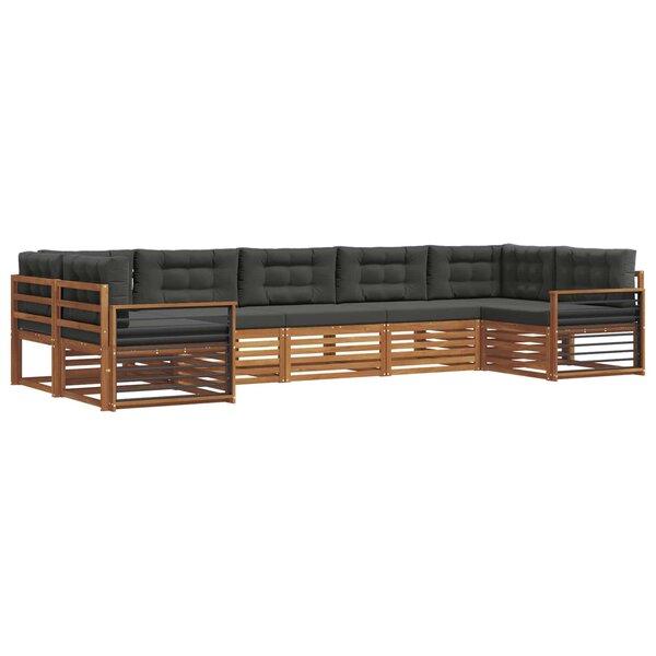 vidaXL Ensemble de canapés d'extérieur 7 Pièces Naturel et Anthracite