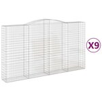 vidaXL Paniers à gabions arqués 9 Pièces 400x50x220/240 cm Fer galvanisé