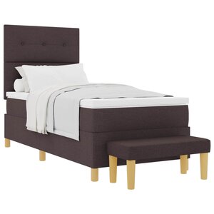 vidaXL Lit à ressorts avec matelas Marron foncé 80 x 200 cm tissu