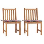 vidaXL Chaises de jardin 2 Pièces avec coussins Bois de teck massif