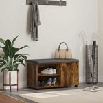 vidaXL Banc d'entrée avec coussin Uni Chêne fumé 80 x 38 x 46 cm