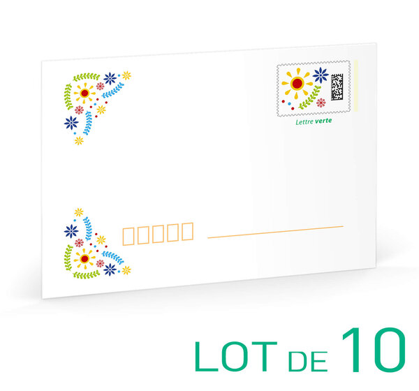Prêt-à-Poster Festif - Format C6 - Lettre Verte - 20g - Enveloppes en lot de 10