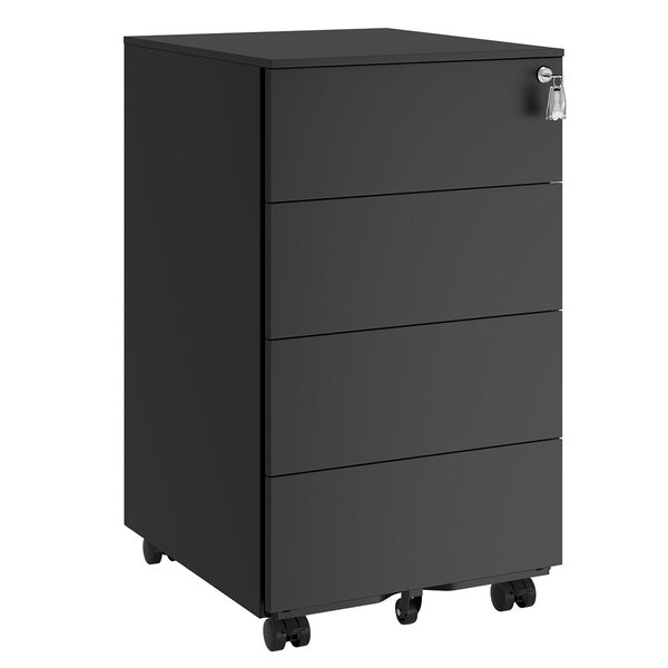 Caisson de bureau mobile verrouillable avec 3 tiroirs rangement de documents papeterie préassemblé pour bureau bureau à domicile 39 x 45 x 55 cm noir mat 12_0004821