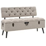 Banc banquette de rangement avec dossier 110 cm crème tissu 02_0010951