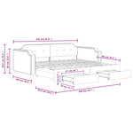 vidaXL Lit de jour avec gigogne et tiroirs crème 90x200 cm tissu