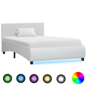 vidaXL Cadre de lit avec LED sans matelas blanc 100x200 cm