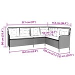 vidaXL Canapé de jardin avec coussins forme de L noir résine tressée