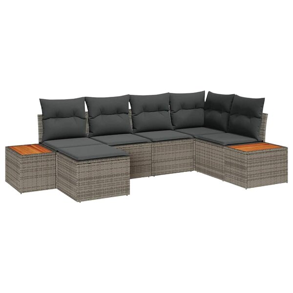 vidaXL Ensemble de canapé de jardin 6 Pièces Gris 264 x 154 x 85 cm