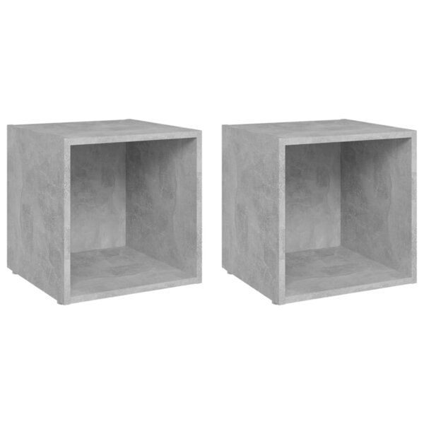vidaXL Meubles TV 2 Pièces gris béton 37x35x37 cm bois d’ingénierie