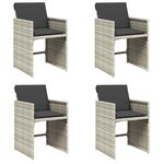 vidaXL Chaises de jardin avec coussins lot de 4 gris clair poly rotin