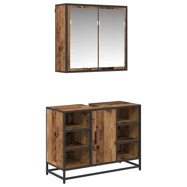 vidaXL Ensemble de mobilier de salle de bain 2 Pièces Bois Ancien