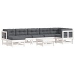 vidaXL Salon de jardin 8 Pièces avec coussins blanc bois massif