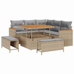 vidaXL Ensemble de canapé de jardin avec coussin Beige Poly rotin