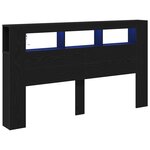 vidaXL Tête de lit LED avec étagère Chêne noir 180 x 18 5 x 103 5 cm