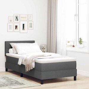 vidaXL Lit à ressorts avec matelas Gris foncé 90 x 200 cm tissu