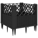 vidaXL Jardinière avec piquets noir 43 5x43 5x43 5 cm PP