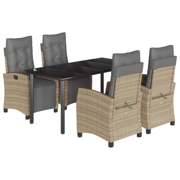 vidaXL Ensemble à manger de jardin coussins 5 Pièces mélange beige rotin