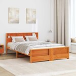 vidaXL Cadre de lit Marron cire 150 x 200 cm Bois massif en pin