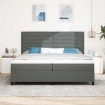 vidaXL Lit à ressorts avec matelas Gris foncé 200 x 200 cm tissu