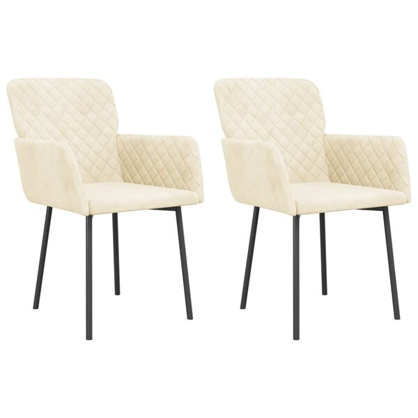 vidaXL Chaises à manger lot de 2 Crème Velours
