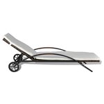 vidaXL Chaise longue avec coussin et roues Résine tressée Marron