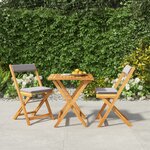 vidaXL Ensemble de bistro pliable 3 Pièces avec coussins Acacia solide