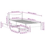 vidaXL Cadre de lit avec tiroirs cire marron 90x200 cm bois pin massif