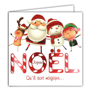 Carte Joyeux Noël avec Enveloppe Blanche 15x15cm