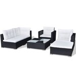 vidaXL Salon de jardin 6 Pièces avec coussins résine tressée noir