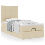 vidaXL Lit ottoman avec matelas crème 100x200 cm tissu
