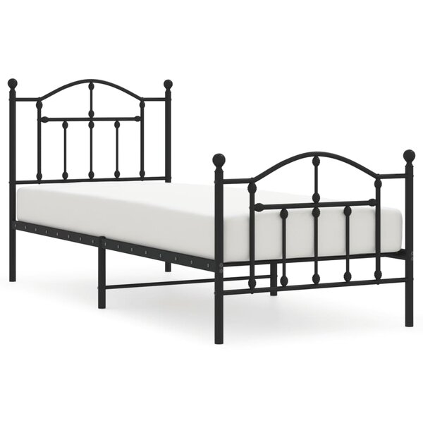 vidaXL Cadre de lit métal sans matelas avec pied de lit noir 80x200 cm