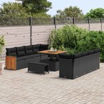 vidaXL Ensemble de canapé de jardin avec coussin 11 Pièces Noir