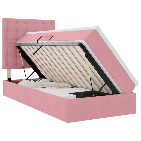 vidaXL Lit de rangement LED avec matelas Rose 100 x 200 cm Velours