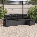 vidaXL Salon de jardin 5 Pièces avec coussins noir résine tressée