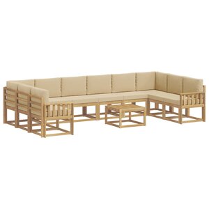 vidaXL Ensemble de canapés d'extérieur 11 pc Blanc et Beige