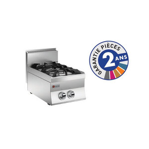 Plaque de cuisson - top 2 feux vifs gaz - gamme 650 - baron -  - acier inoxydable 400x650x295mm