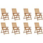 vidaXL Chaises pliables de jardin avec coussins lot de 8 Bois d'acacia