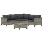 Salon de jardin meuble d'extérieur ensemble de mobilier 6 pièces avec coussins gris résine tressée 02_0016795