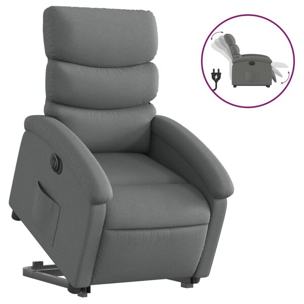 vidaXL Fauteuil inclinable électrique gris foncé tissu