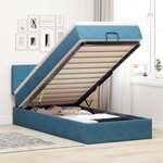 vidaXL Cadre de lit ottoman avec matelas bleu foncé 90x200 cm velours