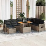 vidaXL Salon de jardin avec coussins 9 Pièces gris résine tressée acacia