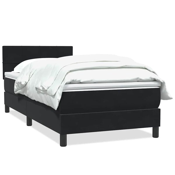 vidaXL Sommier à lattes de lit avec matelas noir 80x210 cm velours
