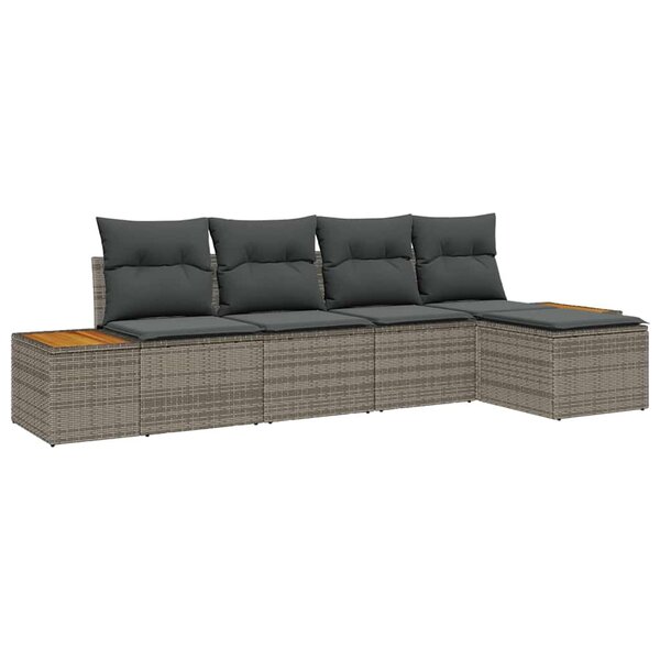 vidaXL Ensemble de canapé de jardin 5 Pièces Gris 184 x 62 x 85 cm